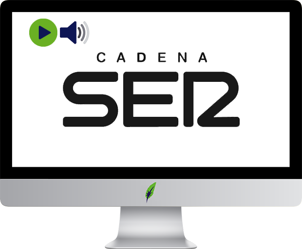 Afbeelding computerscherm met logo radiozender Cadena SER - Spanje - in kleur op transparante achtergrond - 600 * 496 pixels